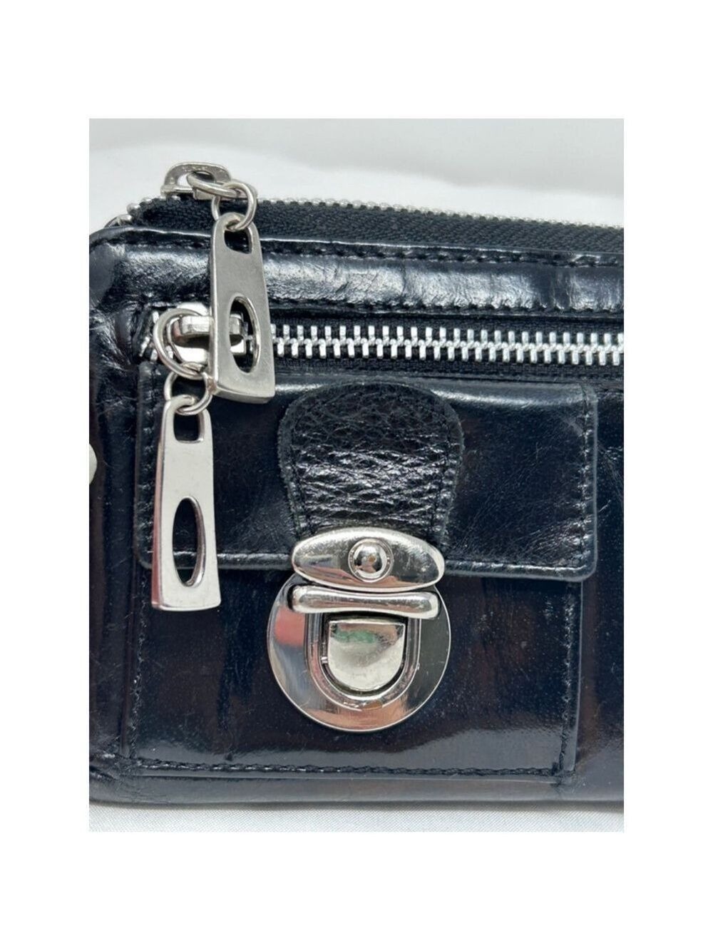 Nino BOSSI Black Leather Zip Around Wallet Floral Lined - Picture 4 of 11